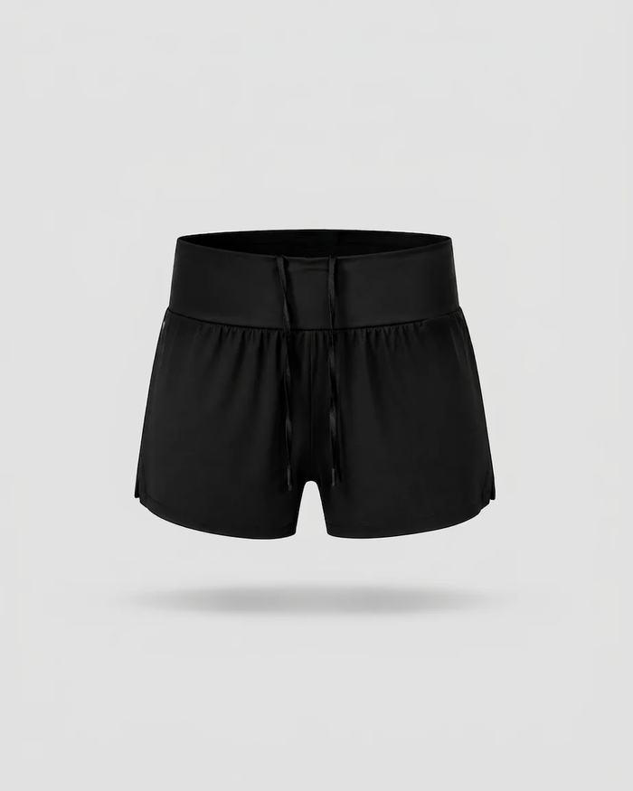 Pantaloneta de running SKUR 5AM 2 en 1 en negro, vista frontal