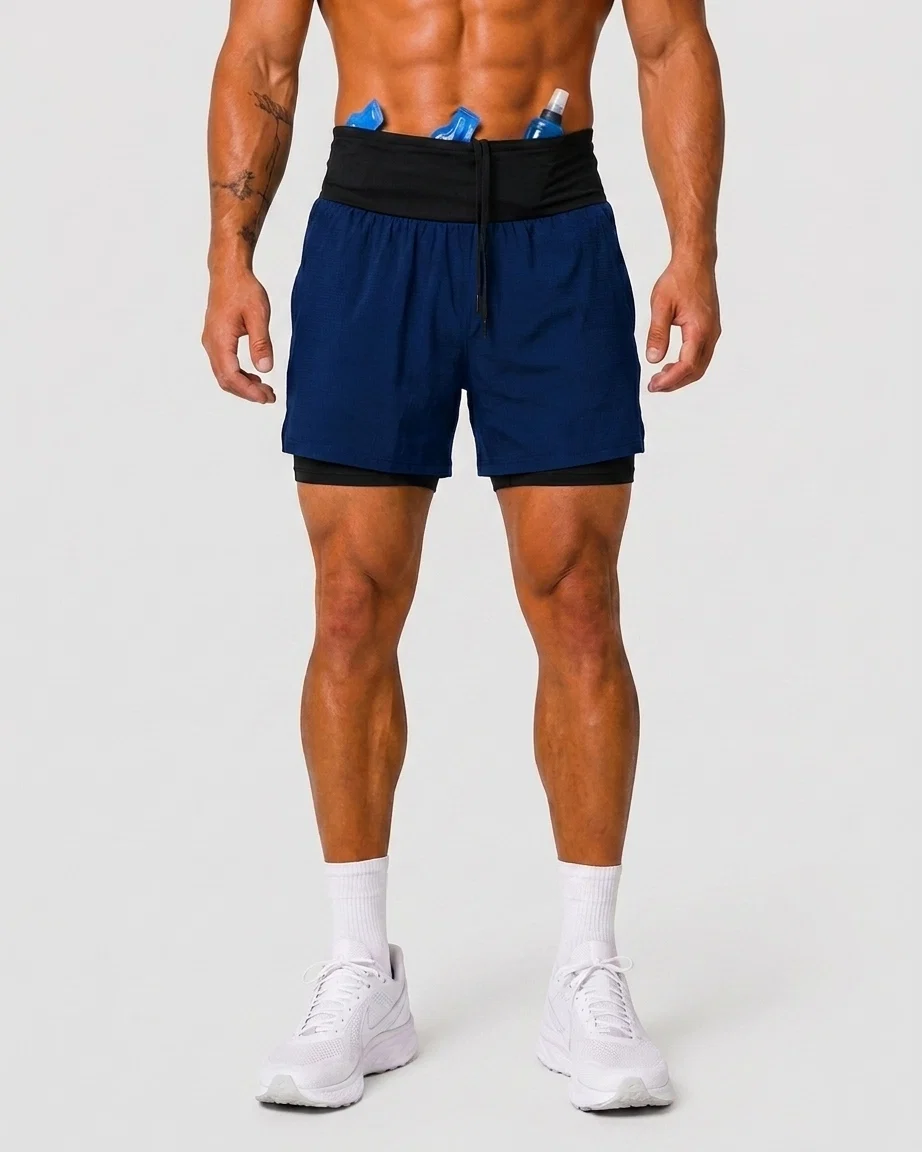 Pantaloneta SKUR 5AM en azul noche, vista frontal