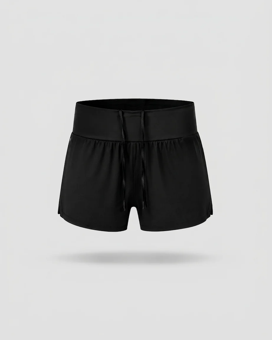 Pantaloneta de running SKUR 5AM 2 en 1 en negro, vista frontal