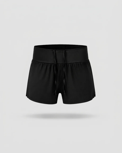 Pantaloneta de running SKUR 5AM 2 en 1 en negro, vista frontal